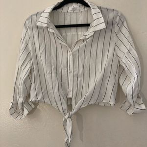 Pinstripe Crop Button Down